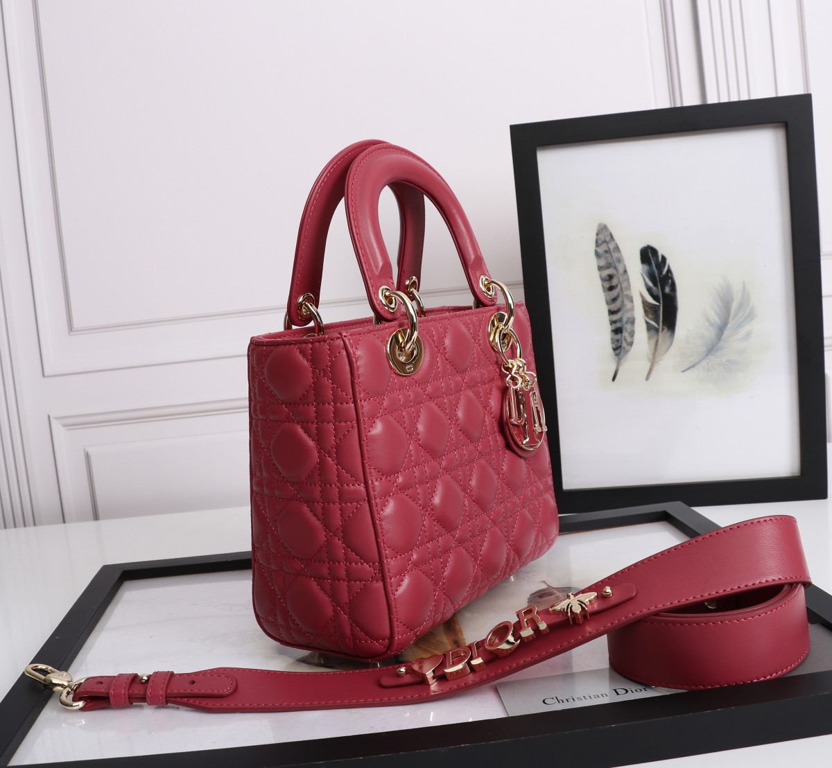 Small Lady Dior My ABCDior Bag Red Cannage Lambskin